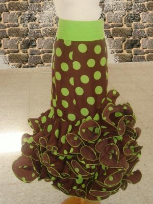 Falda Marron y Verde con Fajin